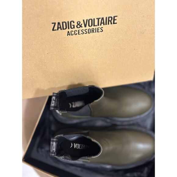 Zadig & Voltaire Ride Ankle Leather Chelsea Boot in Military Green - Picture 3 of 8